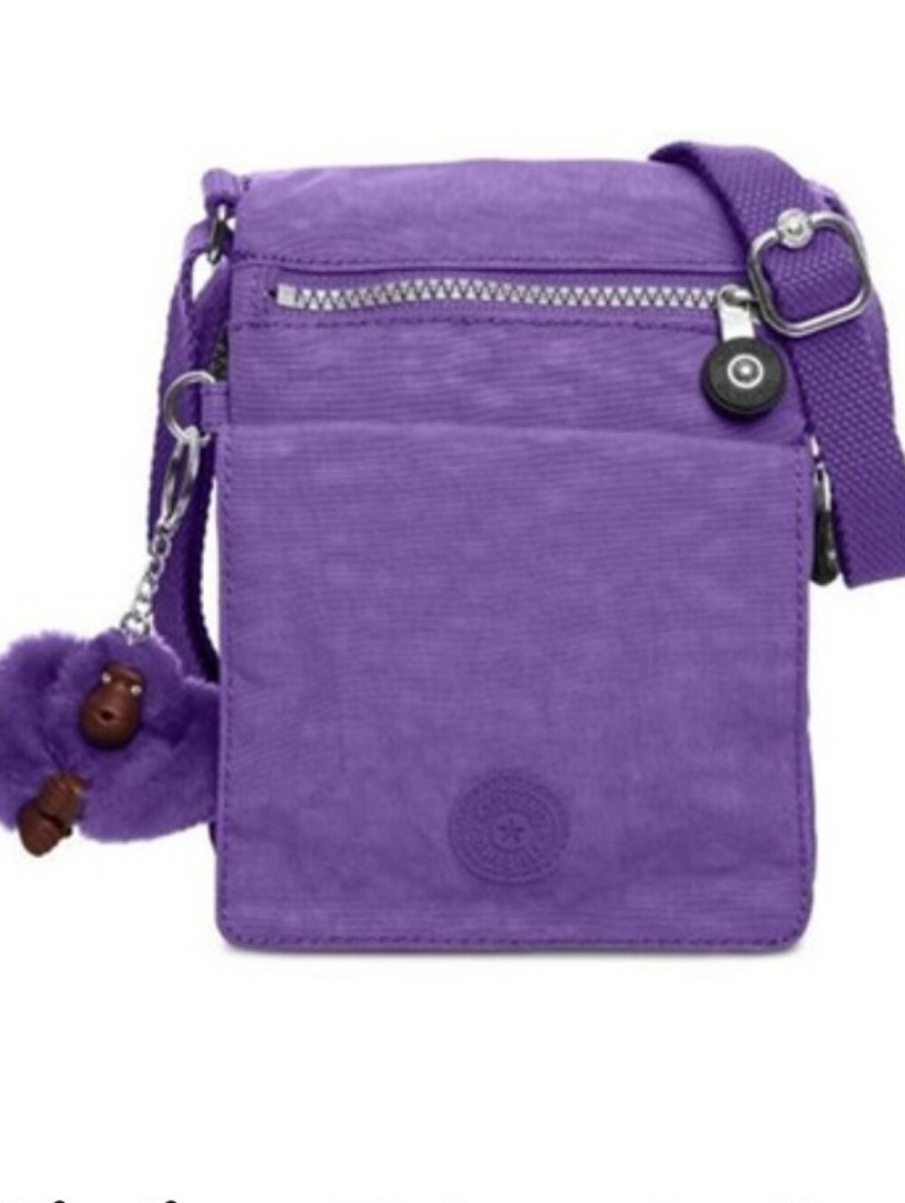 Kipling Purple El Dorado Crossbody Shoulder Bag with Plush Monkey Charm